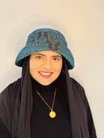 Load image into Gallery viewer, Palestina Road of Stars | Blue/Black | Bucket Hat Hijab
