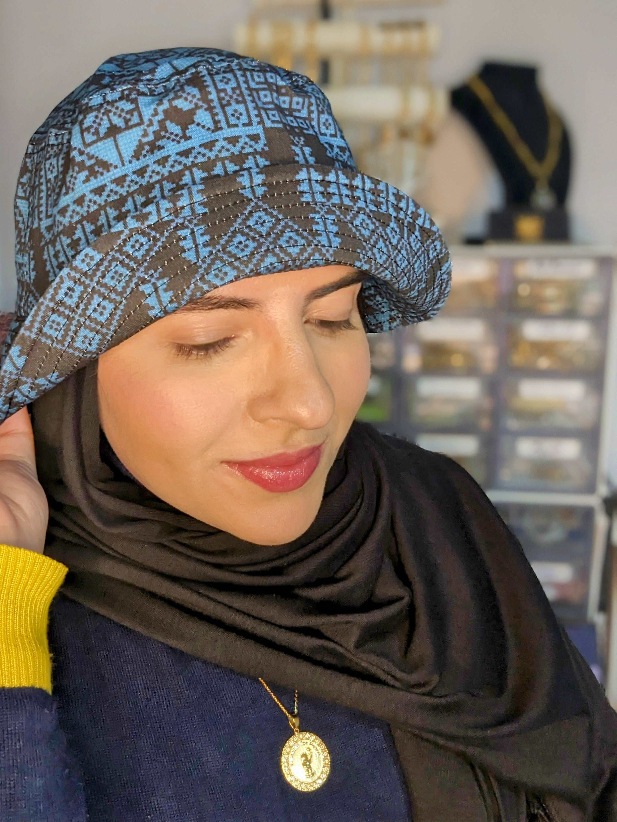 Palestina Road of Stars | Blue/Black | Bucket Hat Hijab