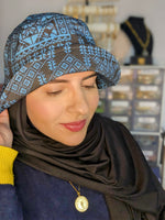 Load and play video in Gallery viewer, Palestina Road of Stars | Blue/Black | Bucket Hat Hijab
