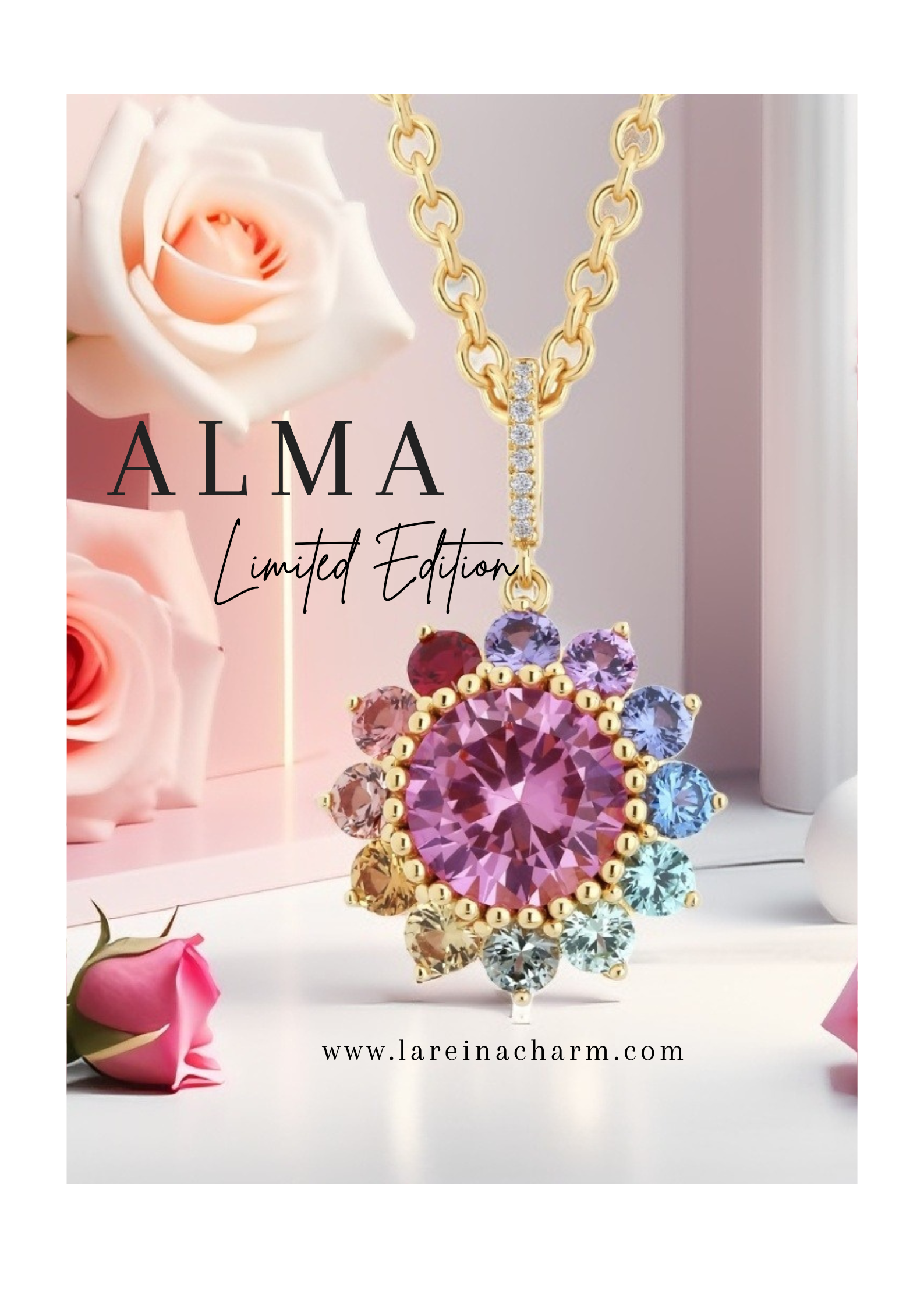 Alma Necklace | 4.53 ct Genuine Lab Created Rainbow Sapphire | Sustainable Jewelry