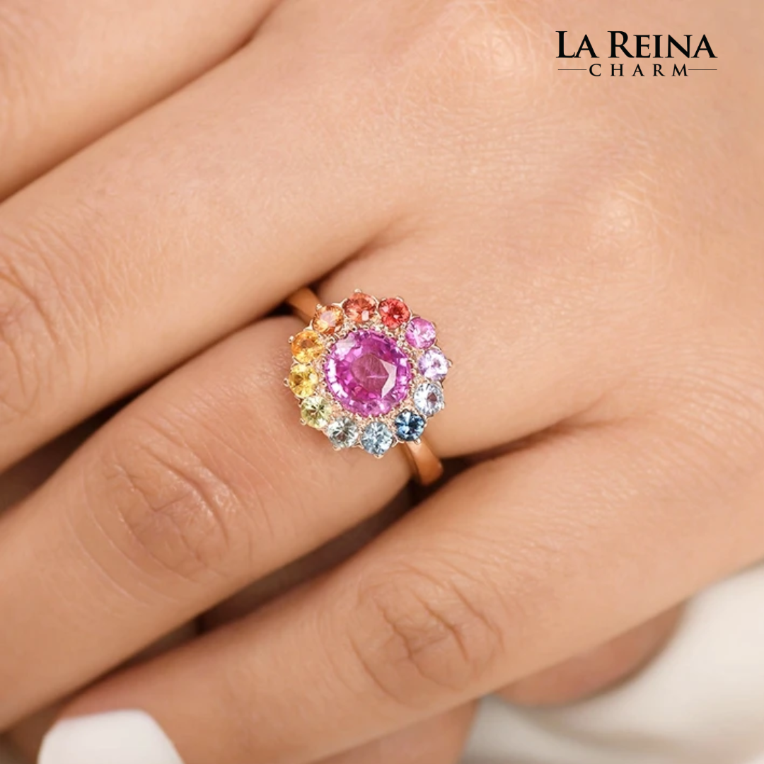 Flora Ring | 4.53 ct Genuine Lab Created Rainbow Sapphire | Sustainable Jewelry