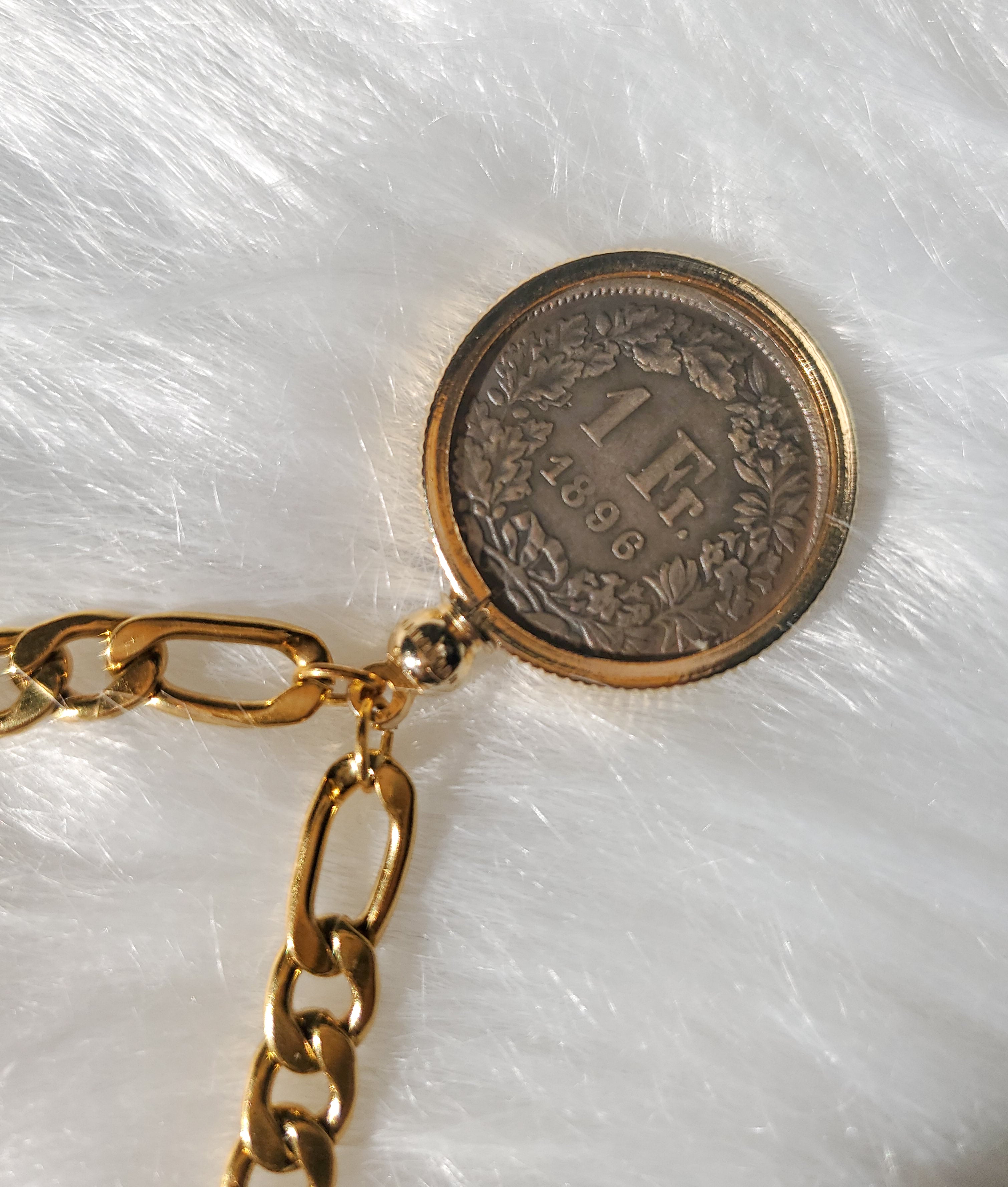 Exclusive Very Rare 1896 Swiss Helvetica Coin Necklace