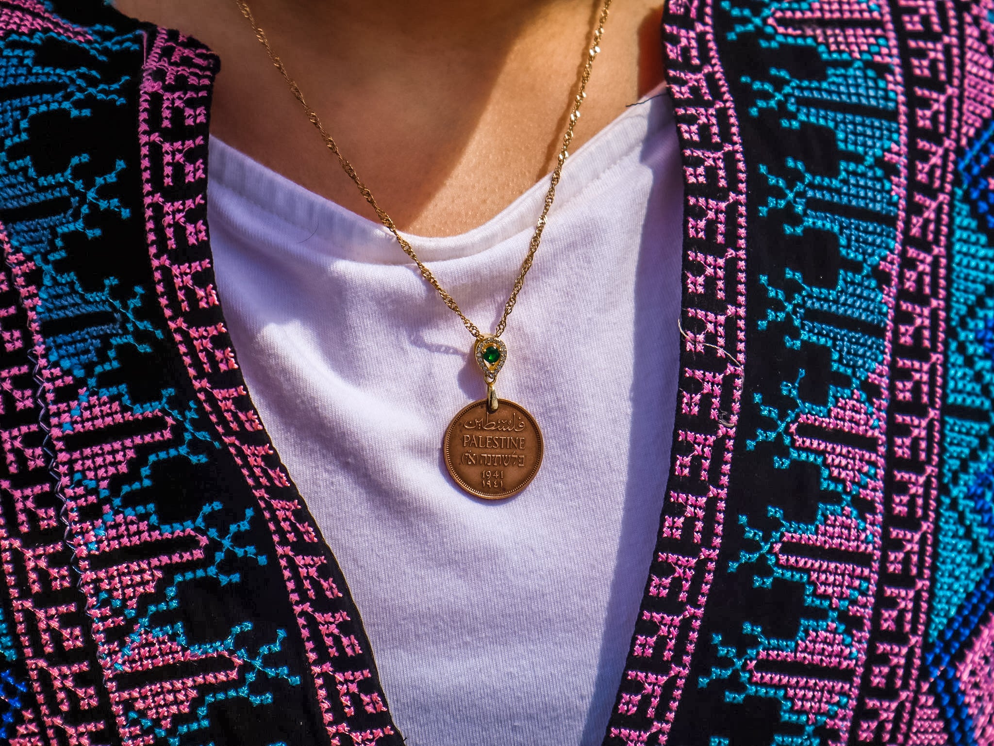 Rare 1941 Palestine Coin | Green Charm Necklace