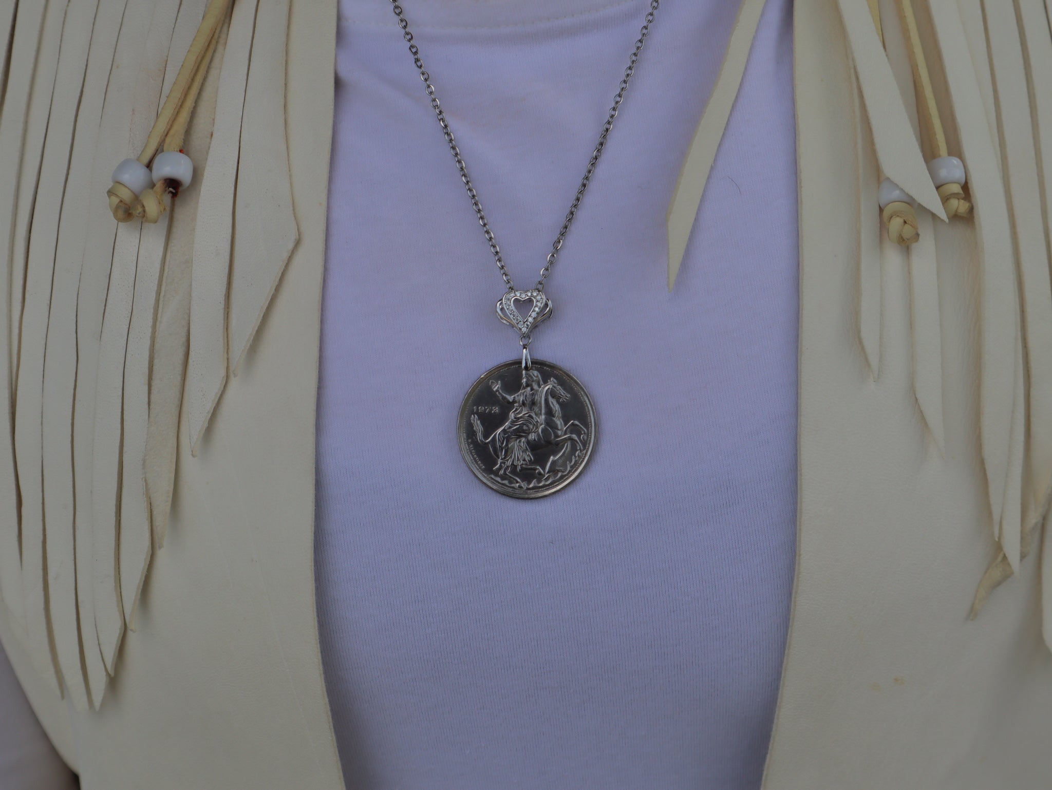 Moon Goddess Greek Coin Necklace