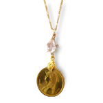 Load image into Gallery viewer, Cleopatra Egyptian Coin and Pear Charm Necklace
